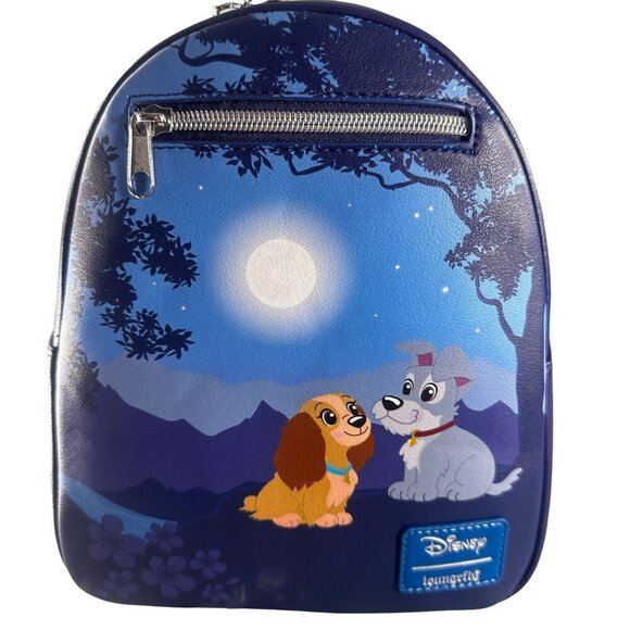 Loungefly Disney Lady Tramp Backpack Purse Moonlight Stroll Dog Bag - Picture 1 of 10